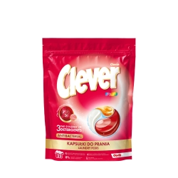 Trzykomorowe kapsułki do prania CLEVER COLOR&WHITE doypack 22 prania