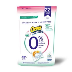 Biodegradowalne neutralne kapsułki do prania 3 komory CLEVER NEUTRO+ COLOR&WHITE doypack