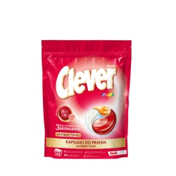 Trzykomorowe kapsułki do prania CLEVER COLOR&WHITE doypack 42 prania