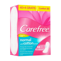 CAREFREE WKŁADKI HIGIENICZNE PROTEGE SLIP NORMAL 44 PCS FRESH