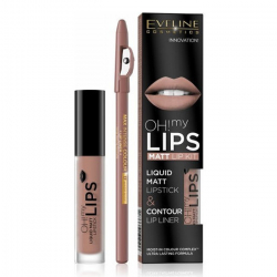 EVELINE ZESTAW 01 OH MY LIPS POM.MAT.W PŁYNIE 4 ML+KREDKA DO UST