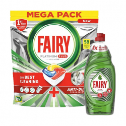 Fairy tabletki A'58 Platinum lemon + fairy płyn 350ml