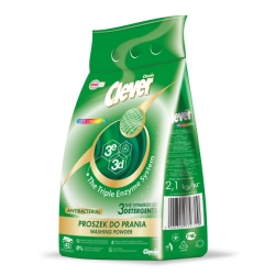 Antybakteryjny proszek do prania CLEVER COLOR & WHITE Siła 3 enzymów/3detergentów folia