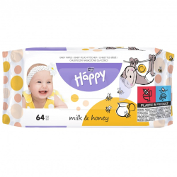 Chusteczki nawilżane Bella Baby Happy, mleko i miód 64szt.